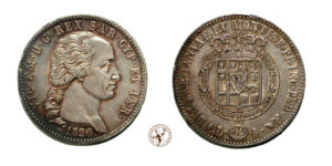 Regno di Sardegna, Vittorio Emanuele I (1802-1821) : 5 Lire 1820 Ag BB-SPL RARO