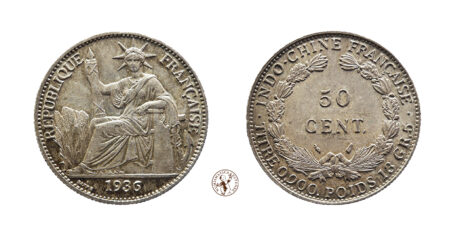 Indocina Francese: 50 Cent 1936 Argento qFDC