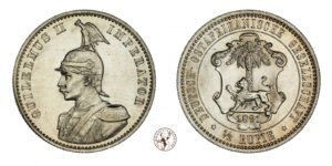 Germania, Africa orientale tedesca, Guglielmo II : 1/2 Rupia 1891 A Ag qFDC-FDC