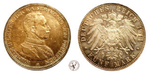 Germania - Prussia, Guglielmo II (1888-1918): 5 Marchi 1914 A Ag PCGS MS63
