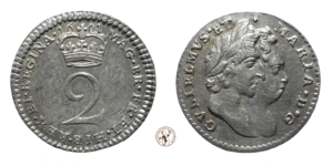 Gran Bretagna, Guglielmo e Maria: 2 Pence 1691 Ag qSPL NON COMUNE