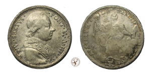Stato Pontificio, Roma, Pio VI (1775-1799) : Mezzo Scudo 1777 A.III, Ag BB NON COMUNE