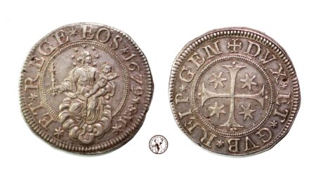 Genova, Dogi Biennali, III^ fase (1637-1797), Scudo stretto 1679 - SM in argento, Buon BB